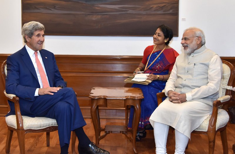 The Secretary of State of the United States of America, Mr. John Kerry calls on the Prime Minister, Mr. Narendra Modi, in New Delhi on August 31, 2016.